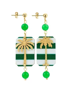 Orecchini Palma Righe Mini Verde