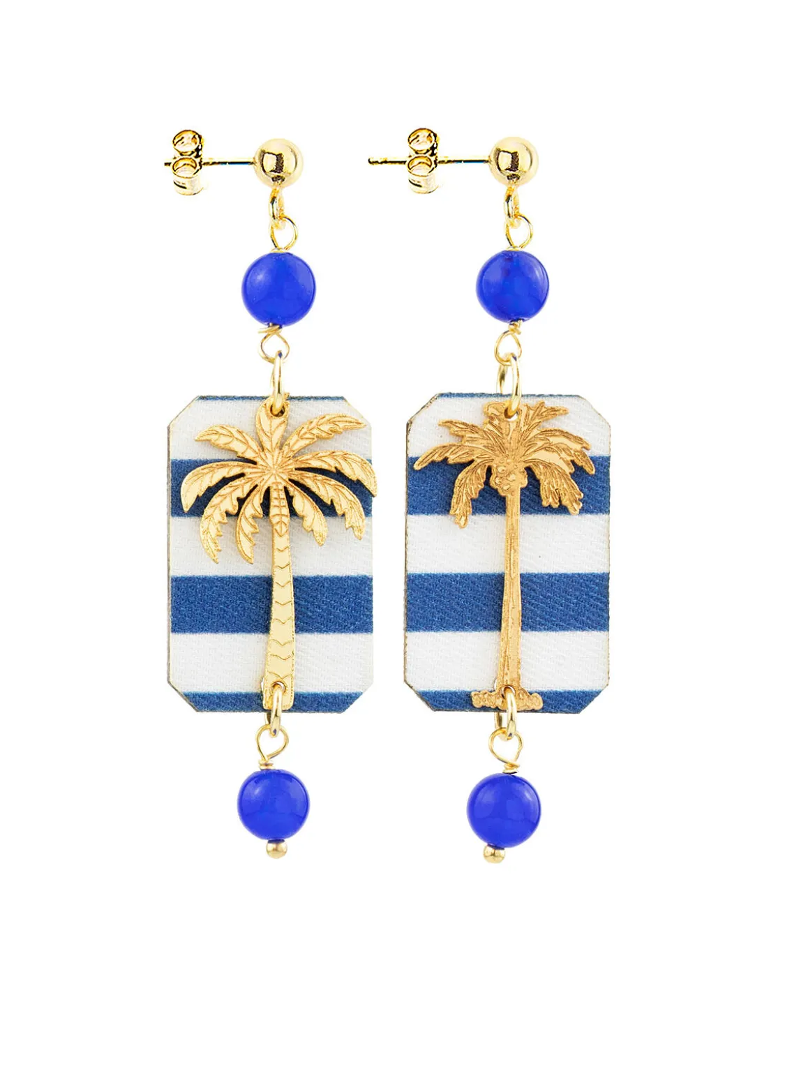 Orecchini Palma Righe Mini Blu