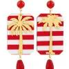 Orecchini Palma Righe Rubino