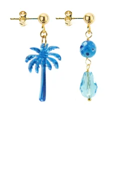 Orecchini Palma Specchio Mini Azzurro