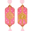 Orecchini Pois Quadrifoglio E Nodo Rosa