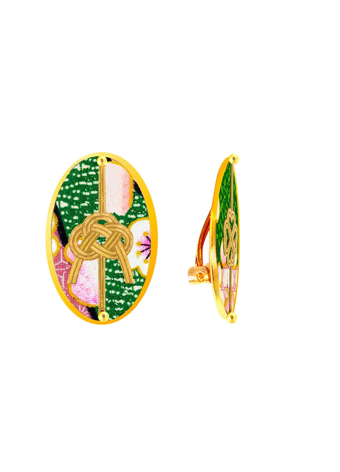 Orecchini Quadrifoglio E Nodo Verde
