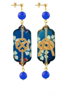 Orecchini Quadrifoglio E Nodo Mini Blu