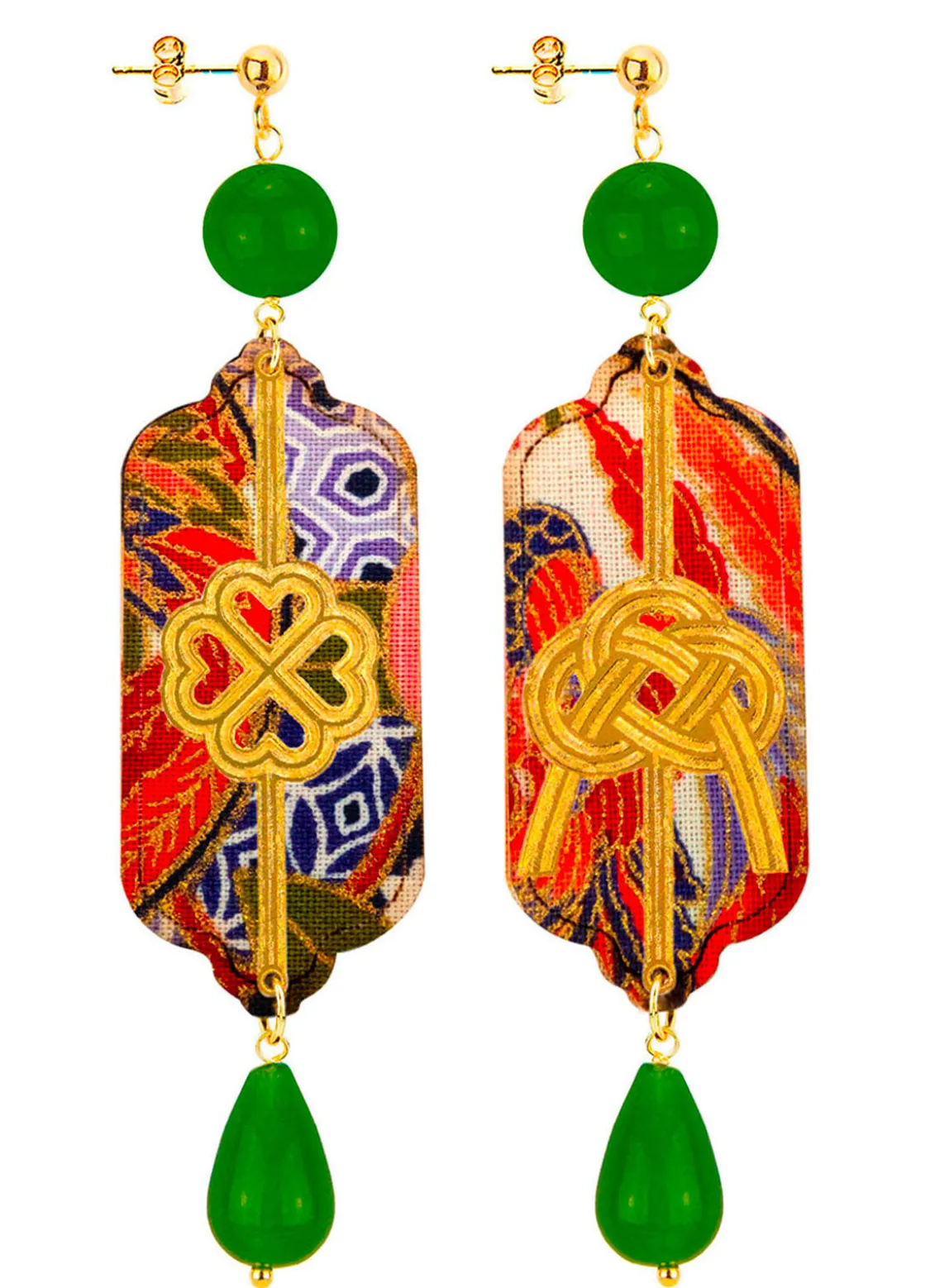 Orecchini Quadrifoglio E Nodo Verde