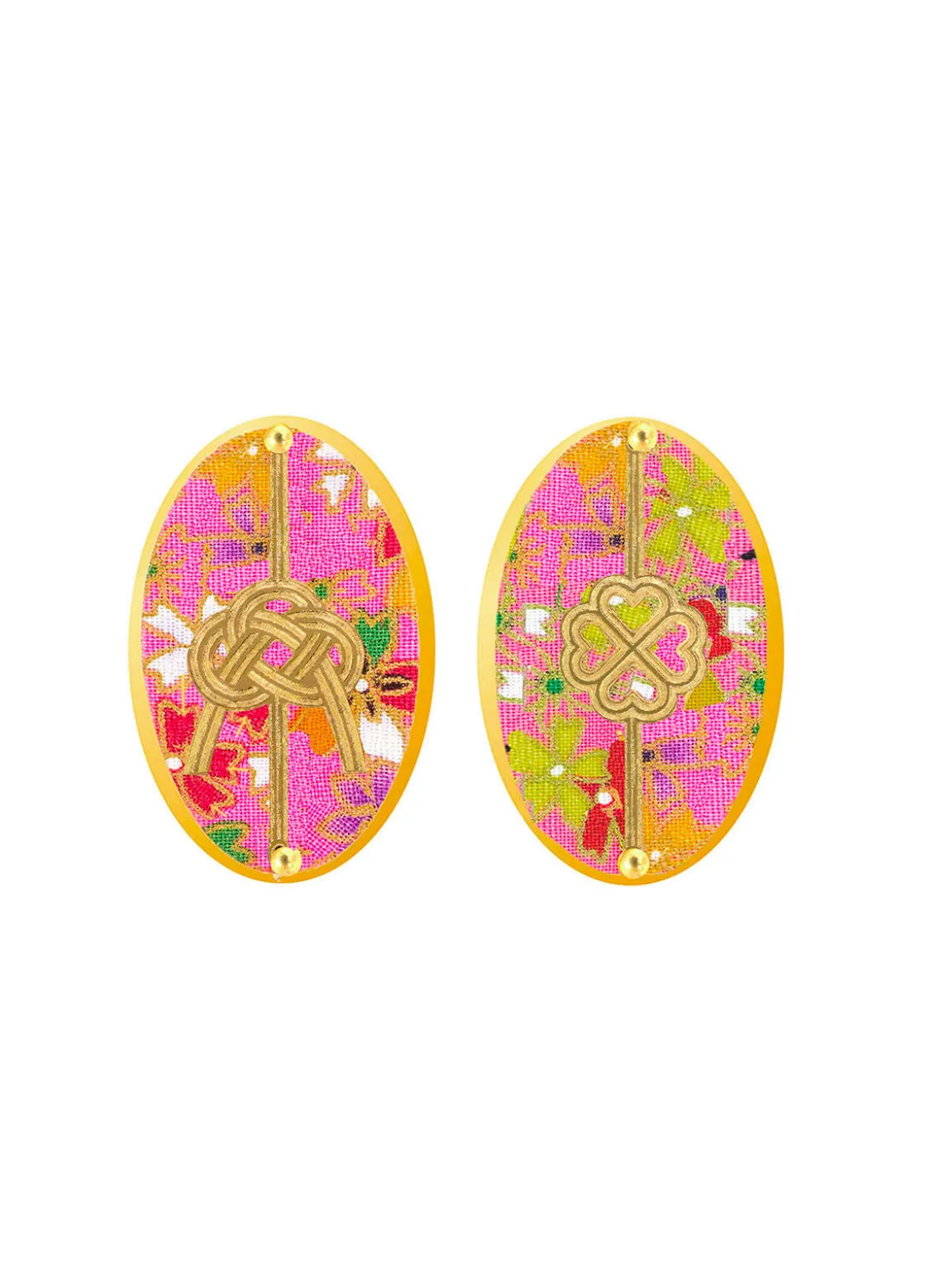 Orecchini Quadrifoglio E Nodo Rosa