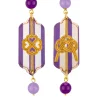 Orecchini Righe Quadrifoglio E Nodo Mini Viola E Lilla