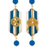 Orecchini Righe Quadrifoglio E Nodo Mini Blu