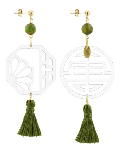 Orecchini Shou Plexi Trasparente Nappa Verde Oliva