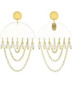 Orecchini Tan Mono Semicerchio Plexi Trasparente Perla