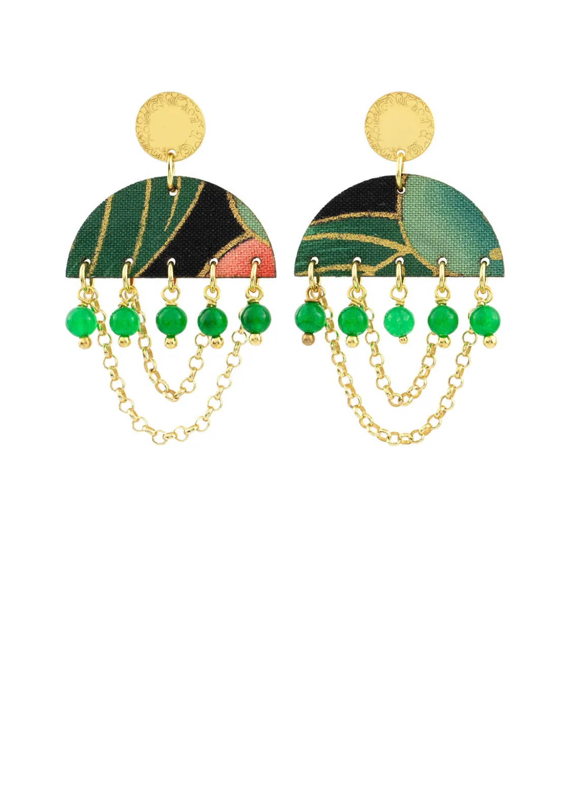Orecchini Tan Mono Semicerchio Mini Verde