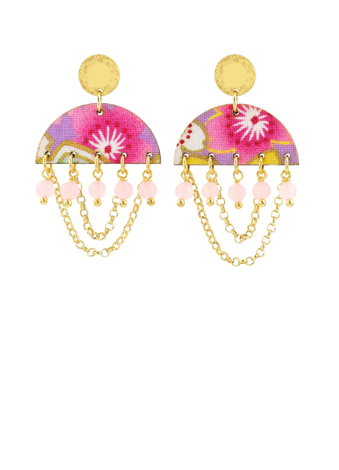 Orecchini Tan Mono Semicerchio Mini Rosa