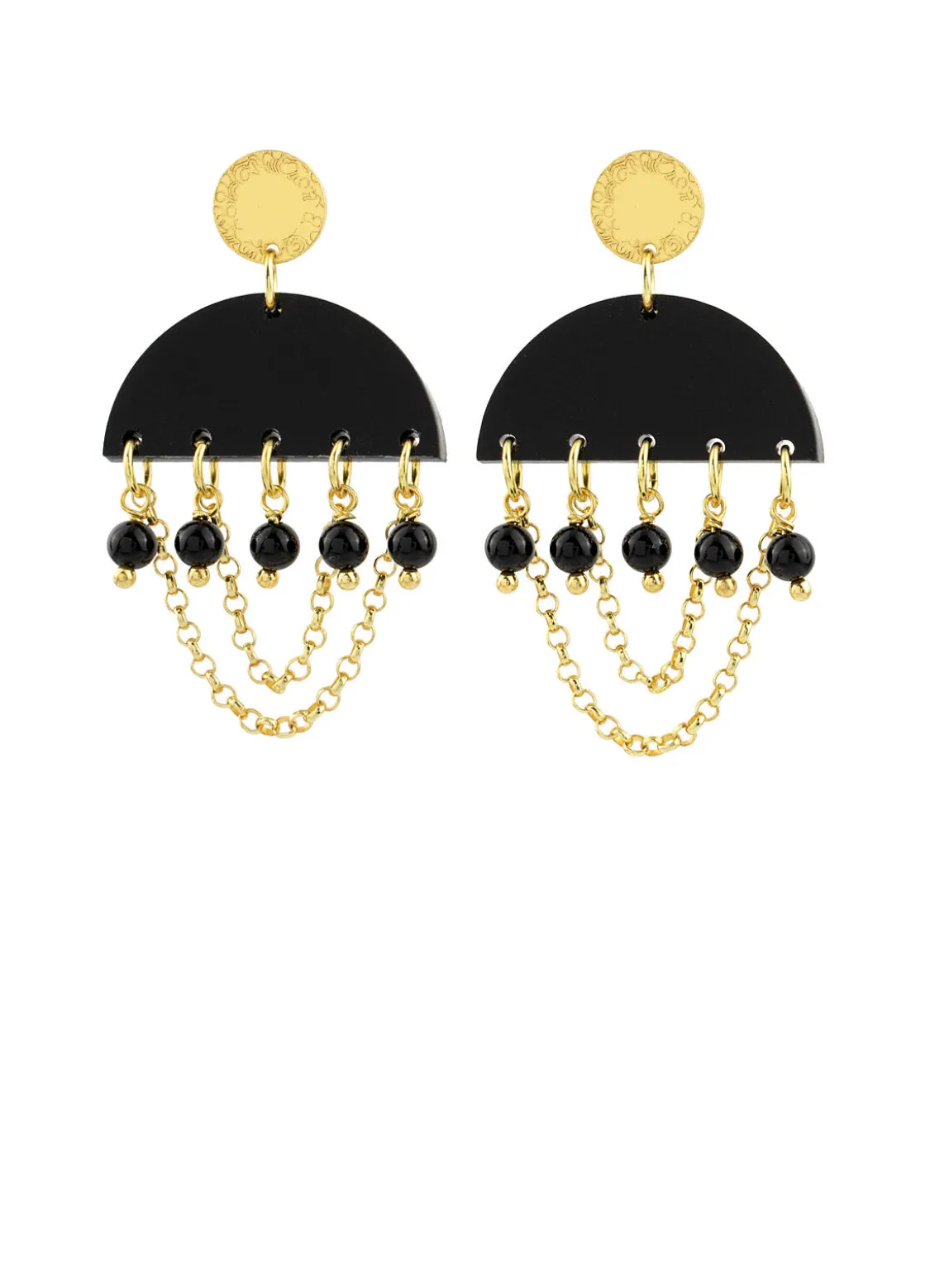 Orecchini Tan Mono Semicerchio Mini Plexi Nero