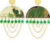 Orecchini Tan Mono Semicerchio Verde