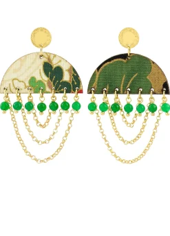 Orecchini Tan Mono Semicerchio Verde