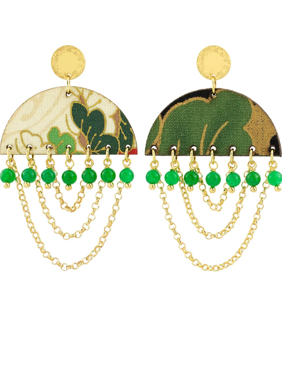 Orecchini Tan Mono Semicerchio Verde