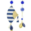 Orecchini Ventaglio Piccolo Righe Blu