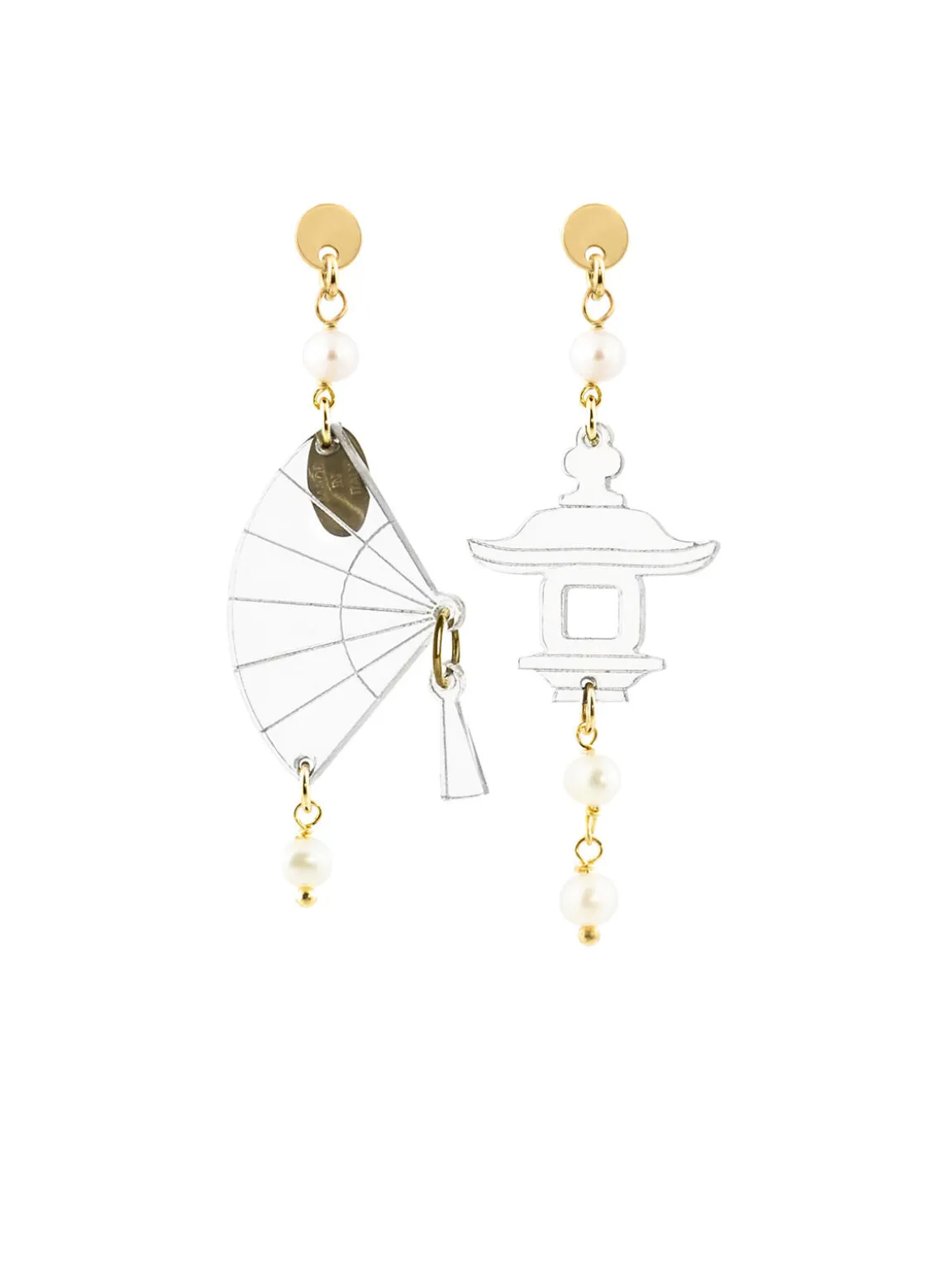 Orecchini Ventaglio Plexi Trasparente Mini Perla