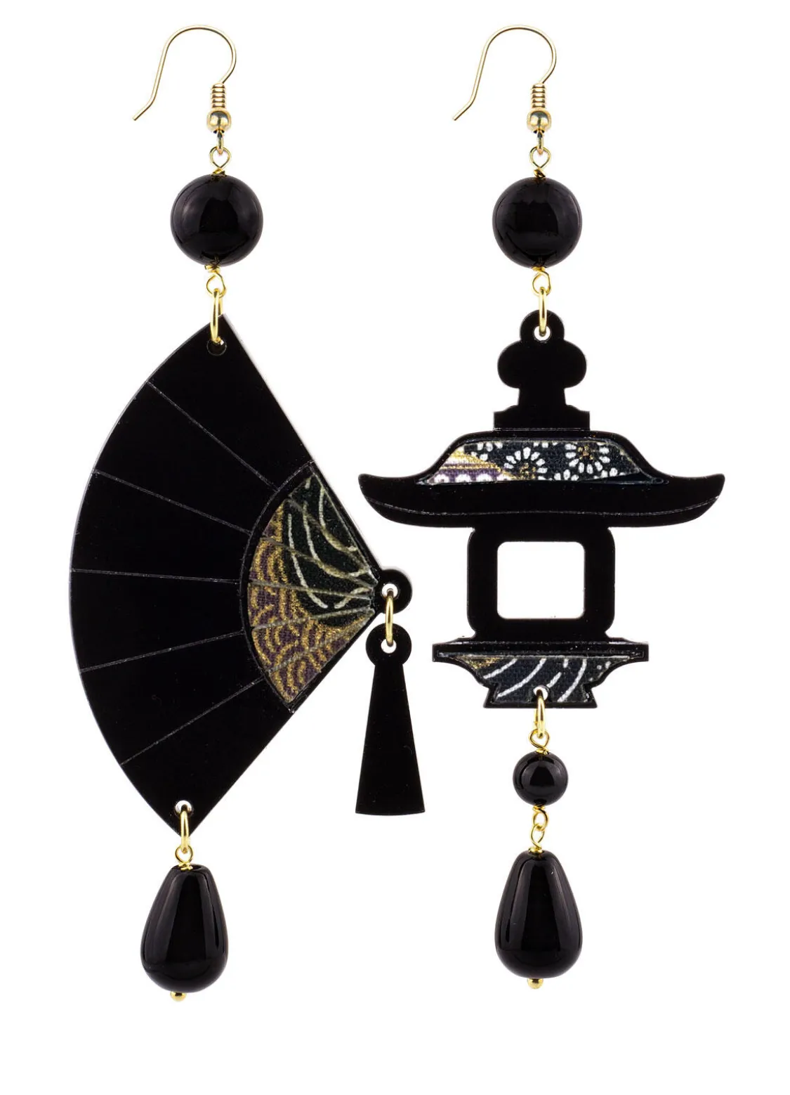 Orecchini Ventaglio Plexi Grande Nero