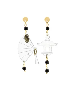 Orecchini Ventaglio Plexi Trasparente Mini Nero