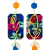 Orecchini Viso E Fiore Fiori Blu E Arancione