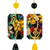 Orecchini Viso E Fiore Fiori Nero E Giallo