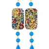 Orecchini Viso E Fiore Mini Lungo Azzurro