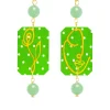 Orecchini Viso E Fiore Mini Pois Verde Giada