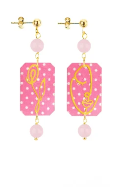 Orecchini Viso E Fiore Mini Pois Rosa