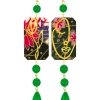 Orecchini Viso E Fiore Mini Lungo Verde