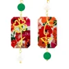 Orecchini Viso E Quadrifoglio Fiori Mini Perla E Verde Oliva