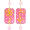 Orecchini Viso E Quadrifoglio Pois Rosa Fluo