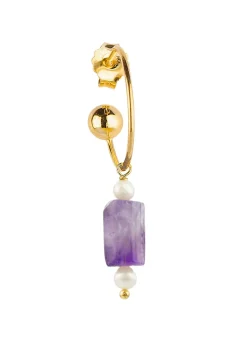 Orecchino Hoop Cilindro Viola Perla