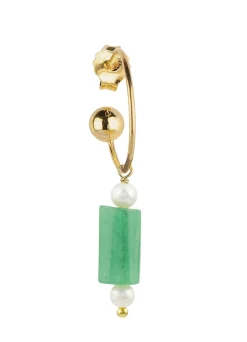 Orecchino Hoop Cilindro Verde Perla