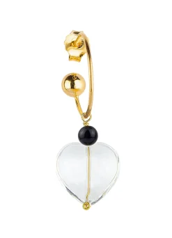 Orecchino Hoop Cuore Trasparente Nero