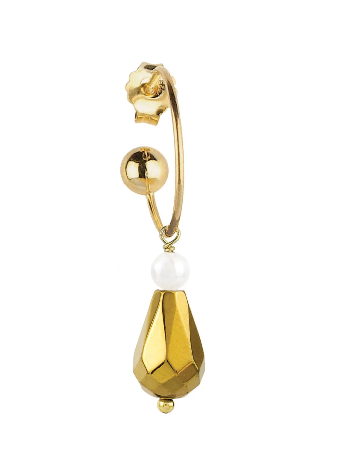 Orecchino Hoop Goccia Oro Perla