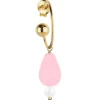 Orecchino Hoop Goccia Rosa Perla