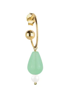 Orecchino Hoop Goccia Verde Giada Perla