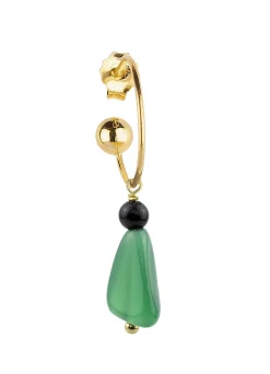 Orecchino Hoop Goccia Verde Nero