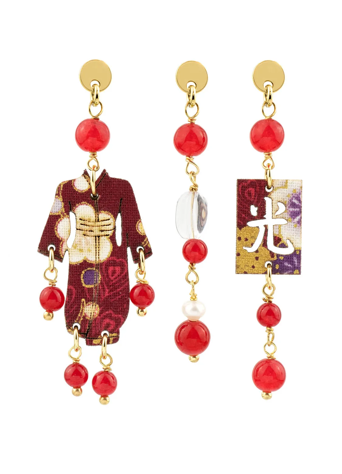Tris Orecchini Kimono Mini Rubino