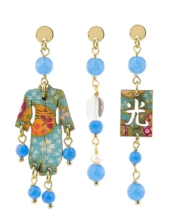 Tris Orecchini Kimono Mini Azzurro